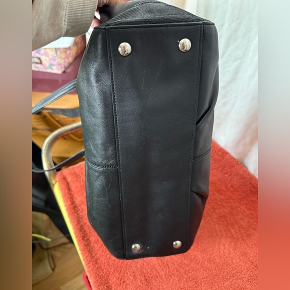 Coach Taylor 2013 #F25205 Black Leather Shoulder Bag Satchel Tote Carryall VGUC - Picture 9 of 10